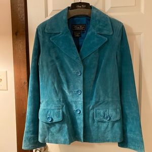 Terry Lewis Classic Luxuries teal blue suede jacket